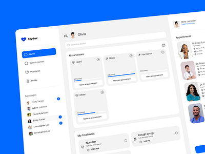 Mydoc - medical service analyses chat dashboard doctor medical mobile polyclinic search treatment ui ux