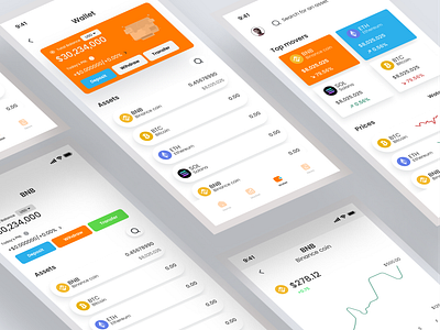 CRYPTOCURRENCY WALLET APPLICATION app blockchain chart clean design crypto cryptocurrency de fi figma fintech mobile mobile app mockup product design ui uiux user experience ux wallet web2 web3