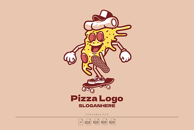 Pizza Skate cartoon design graphic design icon illustration logo mascot pizza skate sneakers vector