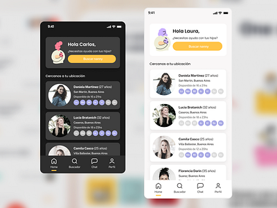 Project Nanny Me app darkmode figma graphic design nanny ui ux uxdesign