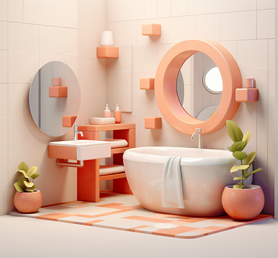 3d bathroom 3d design graphic design illustration midjourney render zachary mactavish zack mactavish