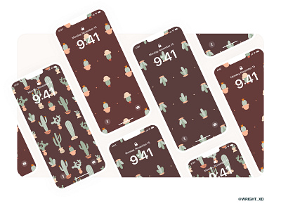 Cozy Sweater Cactus Fall Wallpaper Set background cactus comfy cactus creative market daily ui design desktop download fall background illustration mobile modern pattern plant sweater tablet ui user experience user interface wallpaper