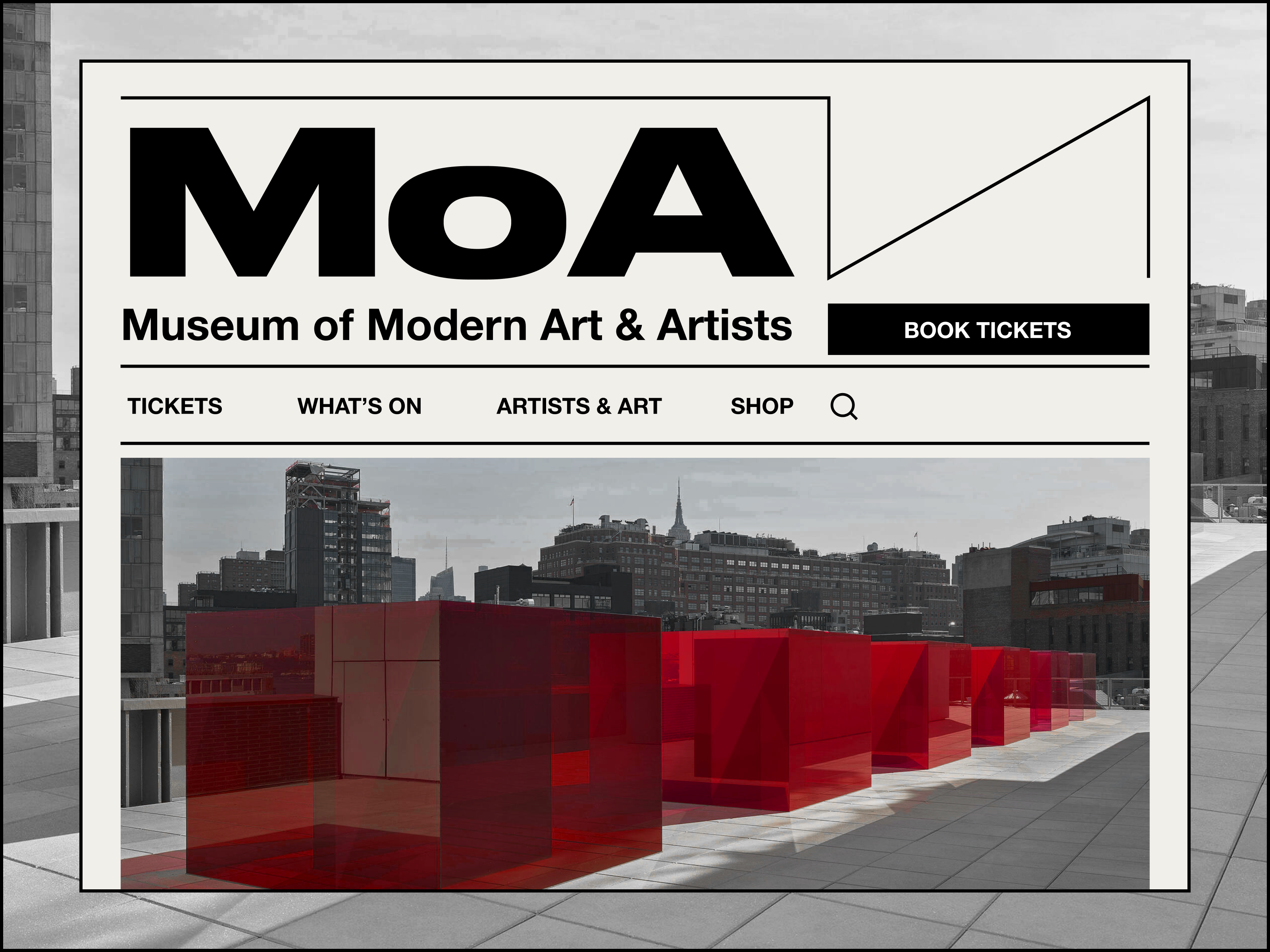 Website for The Museum of Modern Art & Artists black and red brutalism made in figma ui web web design website concept website for the museum