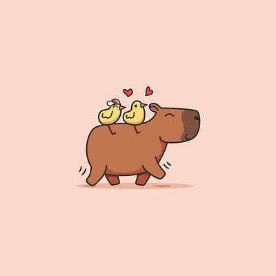 cute capybara capybara cartoon cute design funny illustration logo