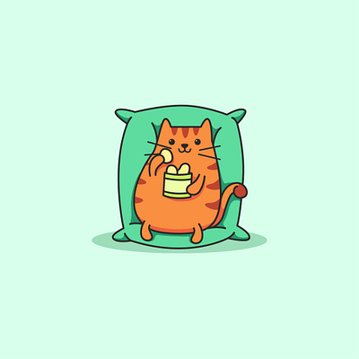 Cute Lazy Cat animal cartoon cat cute design funny illustration logo ui