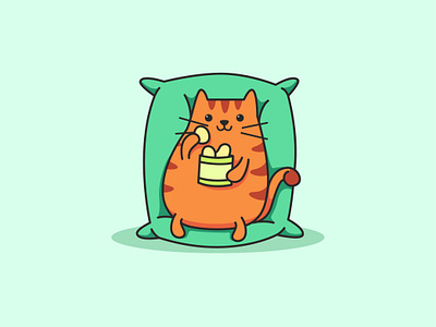 Cute Lazy Cat animal cartoon cat cute design funny illustration logo ui