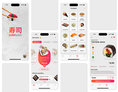 Zany Sushi Delivery app design ui ux