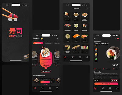 Zany Sushi Delivery app design ui ux