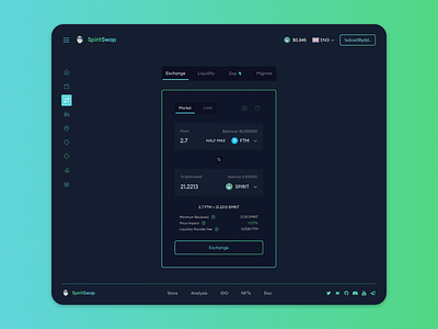 Exchange(Swap) Redesign for SpiritSwap blockchain crypto defi dex exchange web