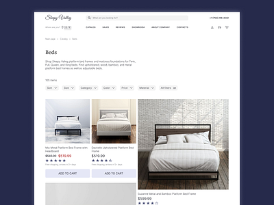 Online Store Sleepy Valley design figma shot ui ux web design