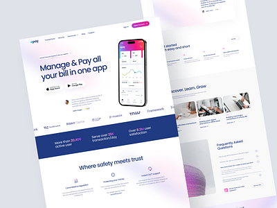 ePay - Wallet App Landing Page app bill company digital finance graph kit landing marketing page payment platform profile software startup statistic transaction ui wallet website