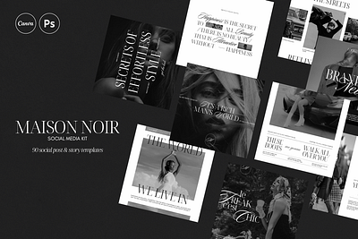 Maison Noir | Social Media Pack branding instagram social media templates