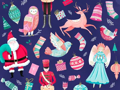 Christmas Illustrations for Packaging bon bons candles christmas crackers graphic design illustration pattern design retail surface design