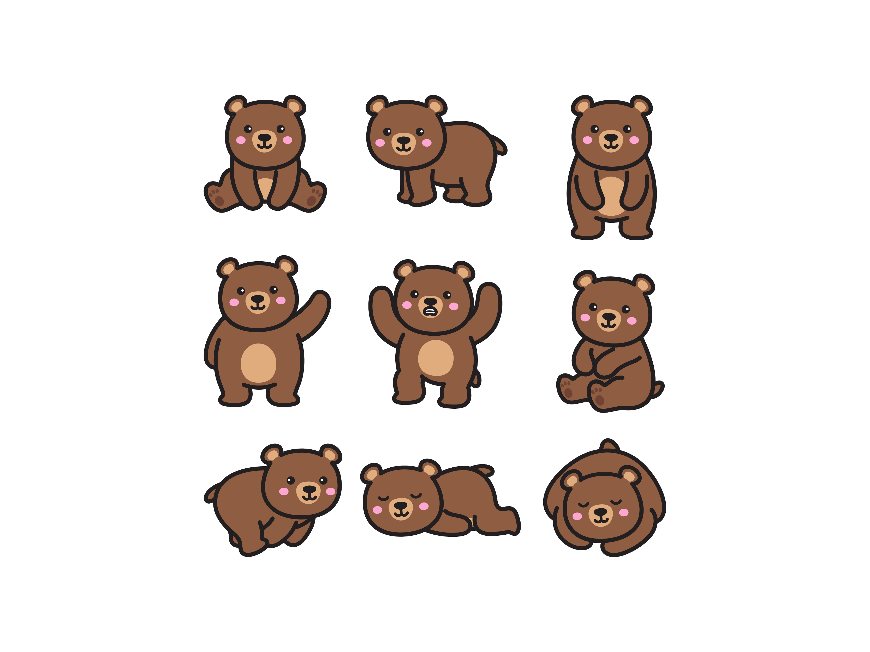 Baby Bear Doodle Set babybear bear cute cutebear doodle illustration vector