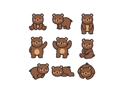 Baby Bear Doodle Set babybear bear cute cutebear doodle illustration vector