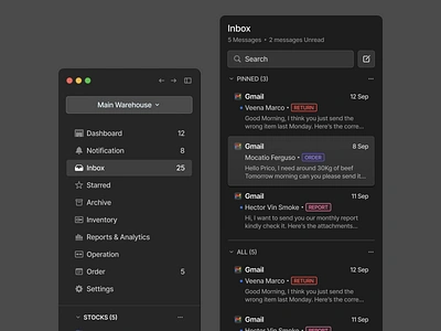 Shipbux - Warehouse and shipping management app design dashboard design email email management logistic management navbar order saas saas warehouse shipment shipping management sidebar ui ui design uiux warehouse warehouse management web app