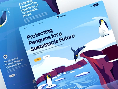 Northsea - Penguin Conservation Landing Page branding conservation design global warming graphic design illustration landing page lanscape marine nature north sea northsea ocean penguin ui ui ux ui visual design vector web design website