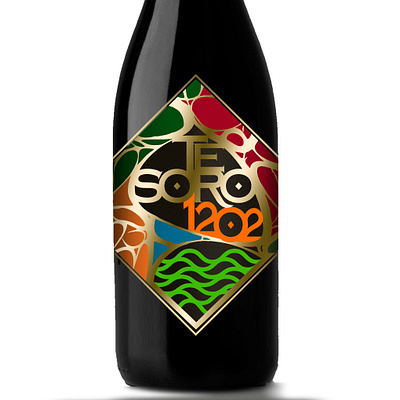 Tesoro 1202 wine label branding graphic design label