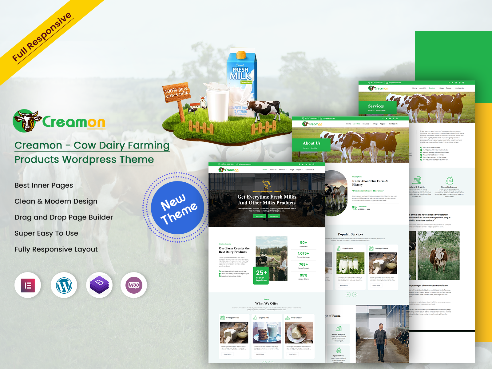 Creamon - Cow Dairy Farming WordPress Theme organic store