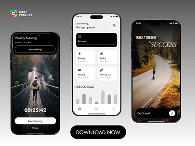 Habit Tracker App - Text Overlay Design Style app app design design dynamic island habit tracker iphone 15 mobile mobile app mobile design ui ui design ui ux