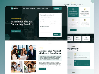 Tax Consulting Agency Landing Page advisor business colorful corporate finance financial fleexstudio gradient homepage landing page landingpage modern responsive tax tax consultant taxconsulting uiux web design webdesign website design