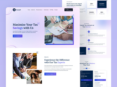 Tax Consulting Agency Landing Page advsior business colorful consultant consultation consulting corporate finance financial gradient homepage landing page responsive service tax taxconsulting ui uiux web design website design
