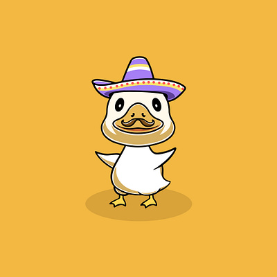 Cute Duck with Sombrero Hat Illustration branding caribbean
