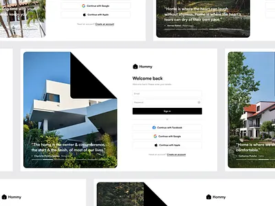 Hommy - Login Page Design auth clean home hommy house input field login minimal on boarding password real setate sigin ui ux
