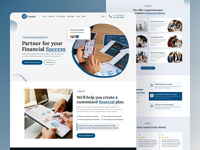 Finance Consulting Agency Landing Page advisor agency agency website business colorful consultancy consultant consultation consulting corporate finance financial advisor financial services gradient landingpage ui uiux webdesign