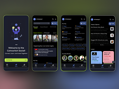 Concept Design for Social Triggers on CoinSwitch design fintech graphic design illustration interface news product design social stocks triggers uiux ux vector