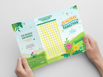 Ramadhan Charity Brochure branding brochure charity colorful digital print flower foundation fun garden graphic design illustration islam mockup moslem muslim print ramadan trifold brochure