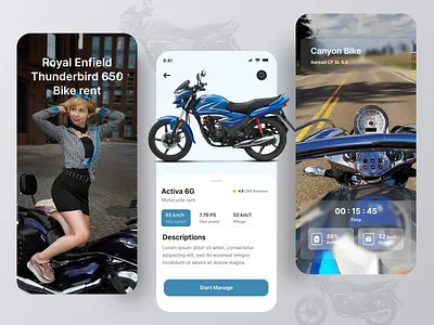 Rent a bike - Mobile App app app design bike app bike mobile app bike service app bike service mobile app bookings brand design design graphic design illustration mobile mobile app mobile app design popular bike rent a bike rent a bike mobile app ride sharing app ui ux