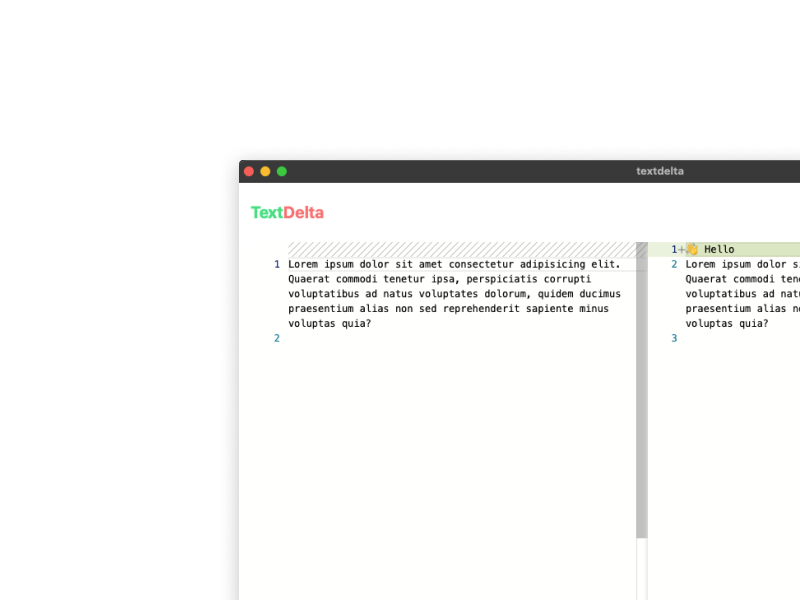 Text Delta: A Text Diff finding Web App ui webapp