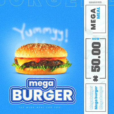 MEGA AD branding burger burger designs burger sales design flyer food graphic design motion graphics photoshop product advertising product designer