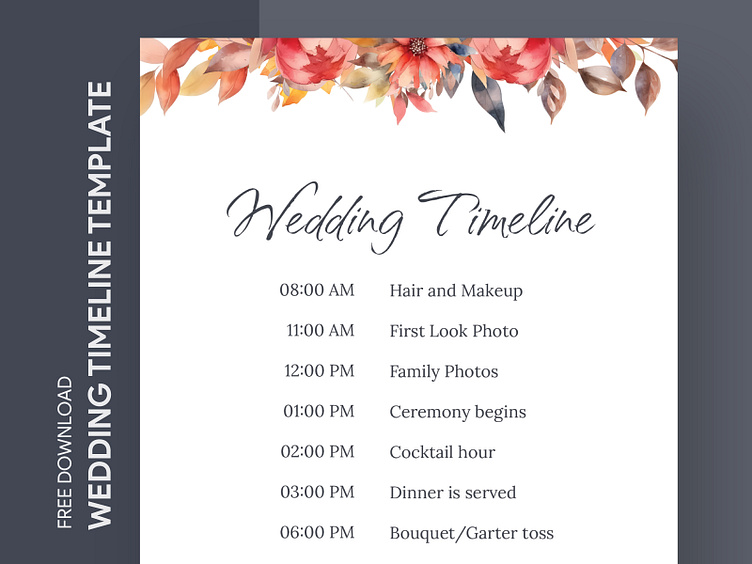 Autumn Wedding Timeline Free Google Docs Template by Free Google Docs ...