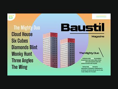 Baustil Animation animation architecture building design figma landing magazine prototype skyscraper ui web website