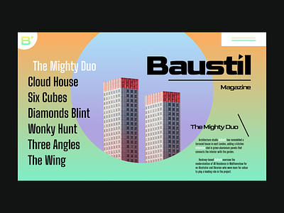 Baustil Animation animation architecture building design figma landing magazine prototype skyscraper ui web website