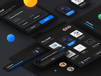 DropFile MacOS App 3d 3d illustration app application apps dark theme drop file isometric mac app mac os macos ui user interface ux