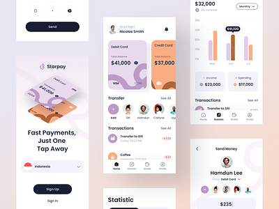 Starpay - Finance App Exploration android app banking card charts clean dashboard finance fintech graphic design graphs ios list mobile saving stats ui ux whitespace