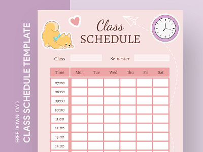 Editable Cute Class Schedule Free Google Docs Template class classroom design docs document free template free template google docs google google docs high ms preschool print printing schedule school template templates timetable word