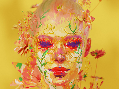 Flowers - Color Queens 3d art artwork blender colorful flowers girl illustration portrait visualart