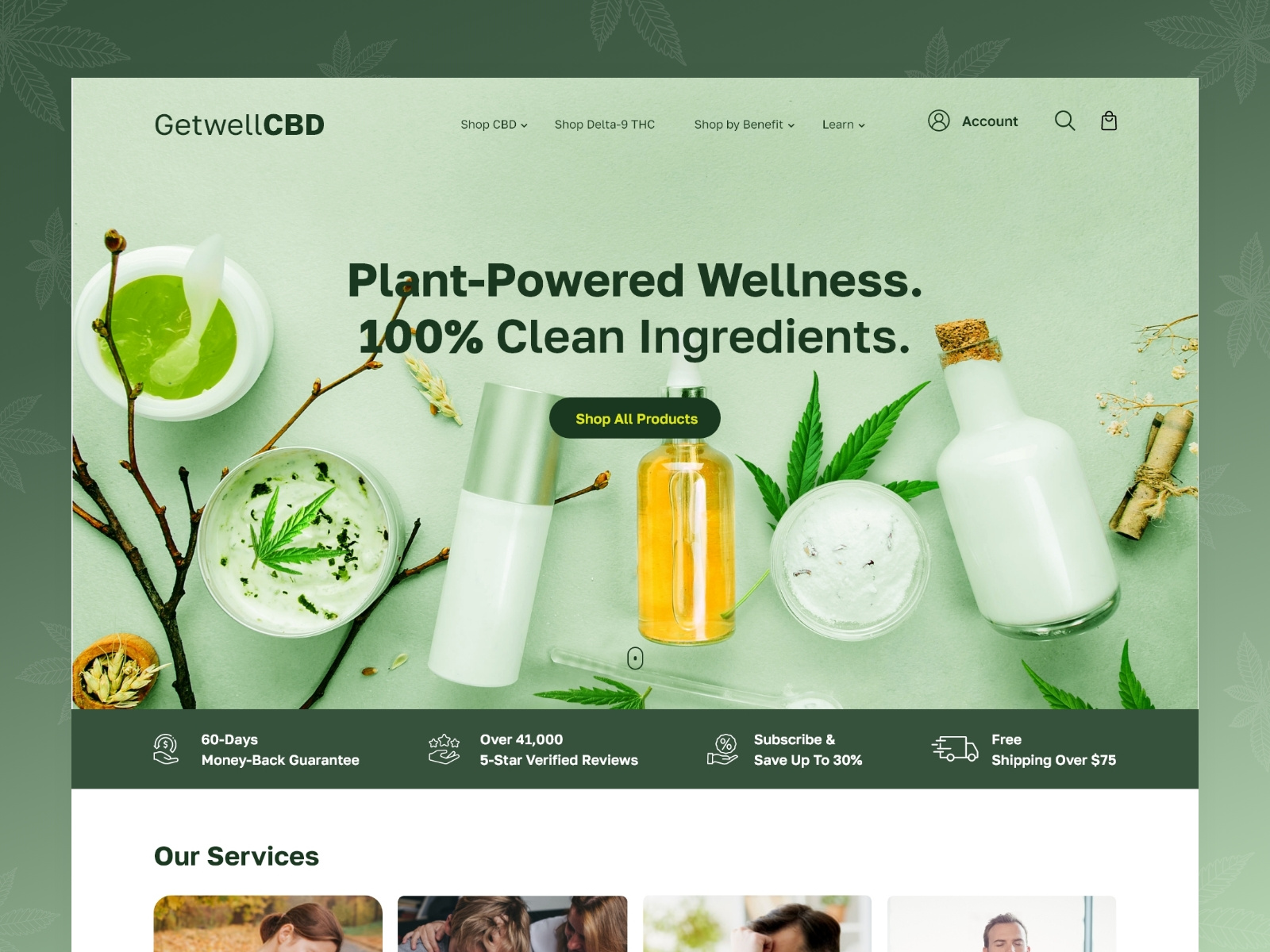 Website Design & Development For Getwell CBD cbd website design graphic design landing page minimal design ui ui design ux design website website design