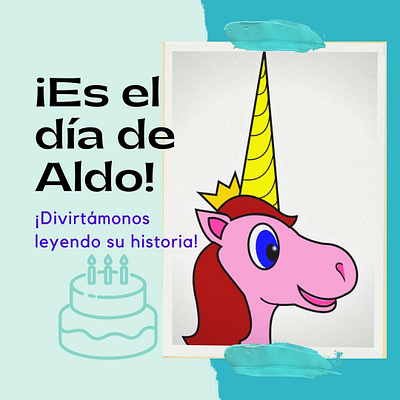 Post for Instagram - Aldo, the unicorn - Cake fantasy graphic design illustration post unicorn