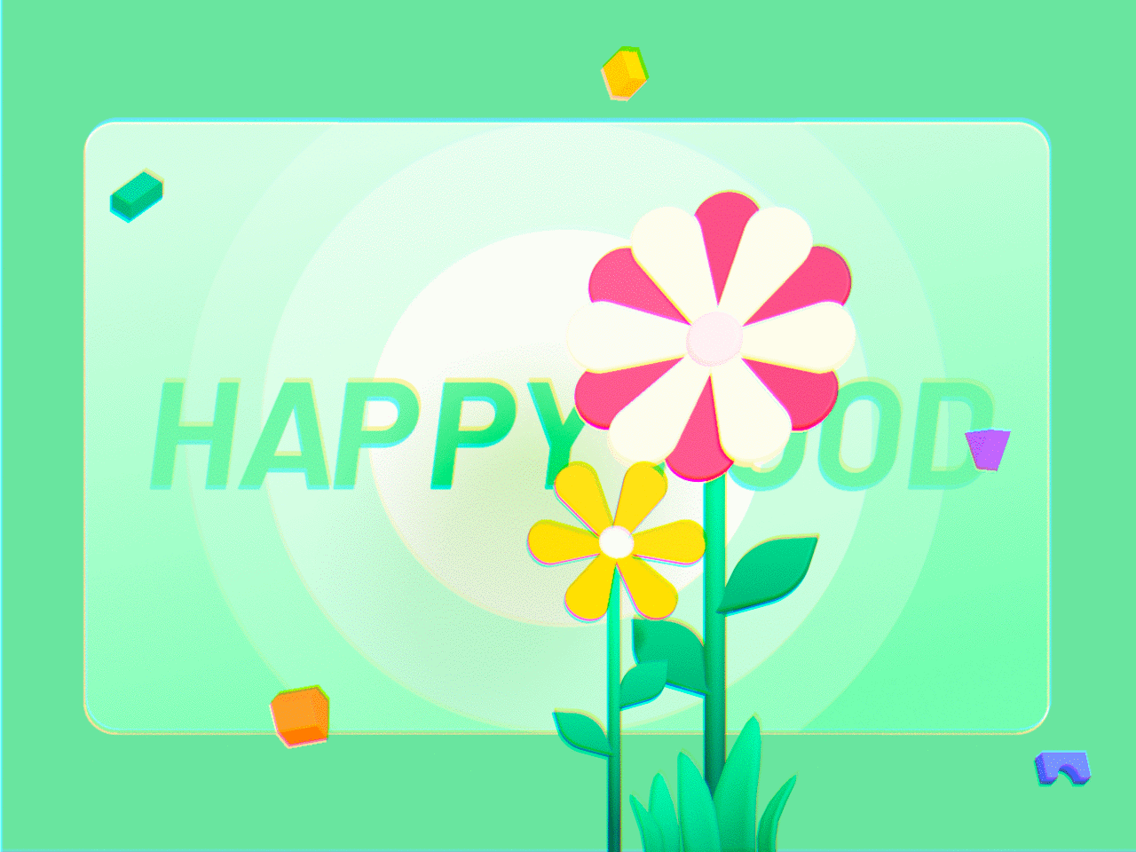 Happy Food-Flower 3d animation color flower light plant ui
