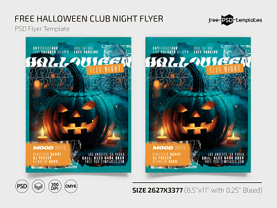 Free Halloween Club Night Flyer Template + Instagram Post (PSD) club design event events flyer flyers free freebie halloween night photoshop print printed psd pumpkin template templates