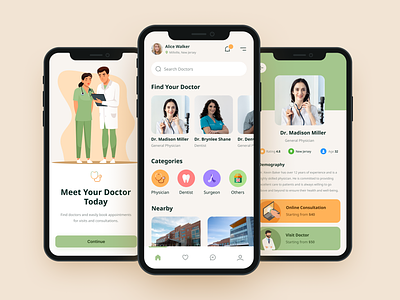 Seamless Healthcare Access: Find a Doctor App Revolution 🌟💼 branding design doctor find health health app health care illustration logo mobile app mobile ui treinetic ui uiux ux