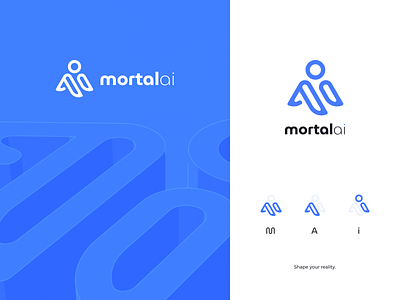 Mortal Ai - Branding & Logo ai ar augmented reality badge blockchain brand branding crypto design graphic graphic design identity letter m log logo mark