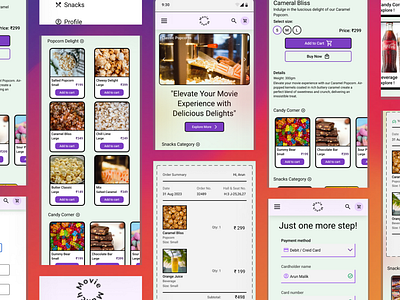 MovieMunch(online mid-movie snack ordering) app responsive design snacks ordering ui ux ux design website