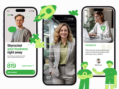 Business Training - Mobile App Concept green color