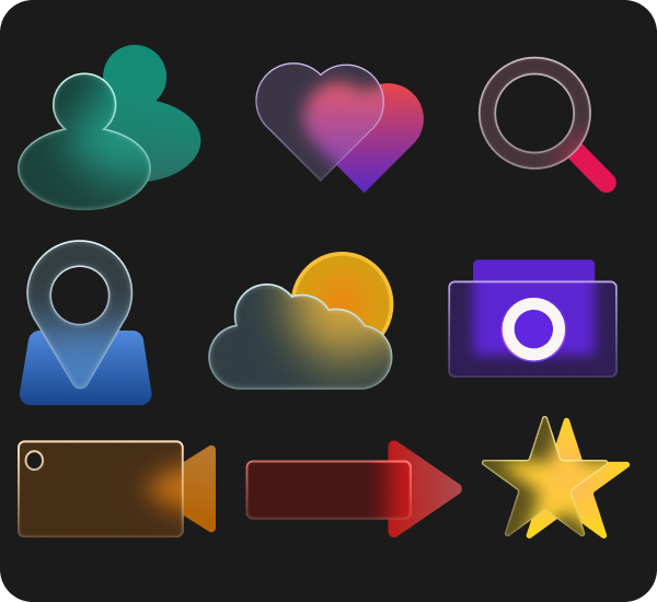 Icons with Glass Morphism Effect by Muskan Bansal on Dribbble